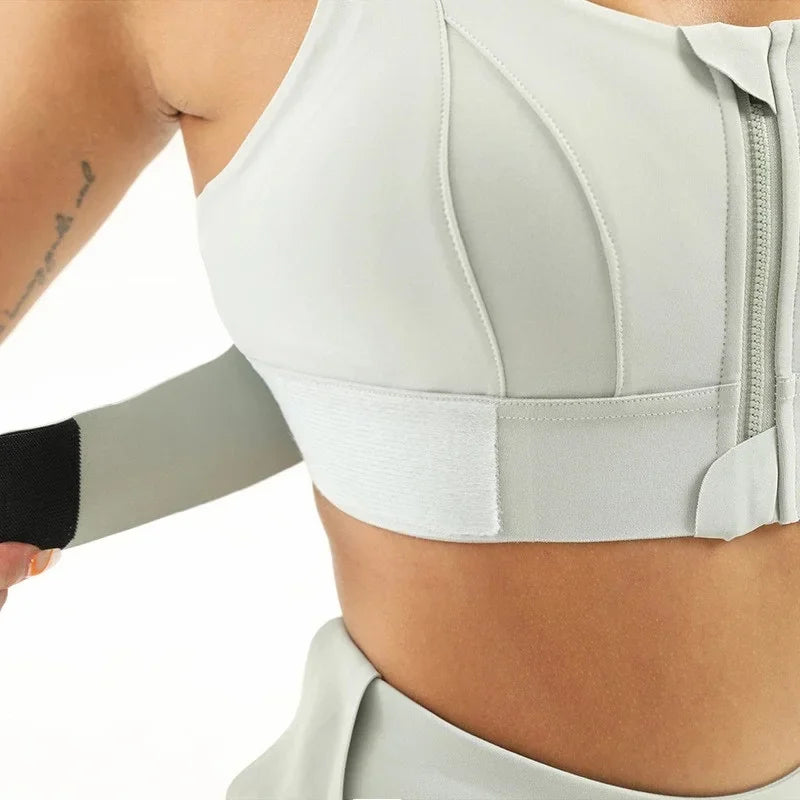 Front Zipper Women Sports Bra High Impact Underwear Fitness Yoga Tank Tops Plus Size Vest Shockproof Running Sportswear 5XL