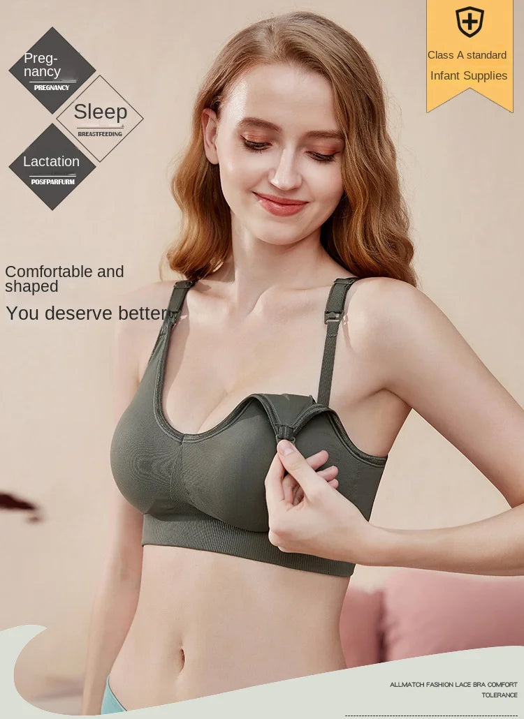 Summer Maternity Women Wire-free Nursing Bra For Premama Front Clip Adjustable Lift & Support Everyday Pregnancy Seamless Bras