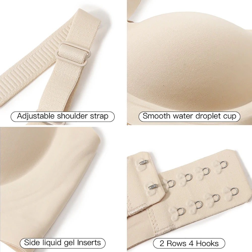 Plus Size Jelly Bra – 3D Support Wireless Push-Up Full Coverage V-Neck S–4XL