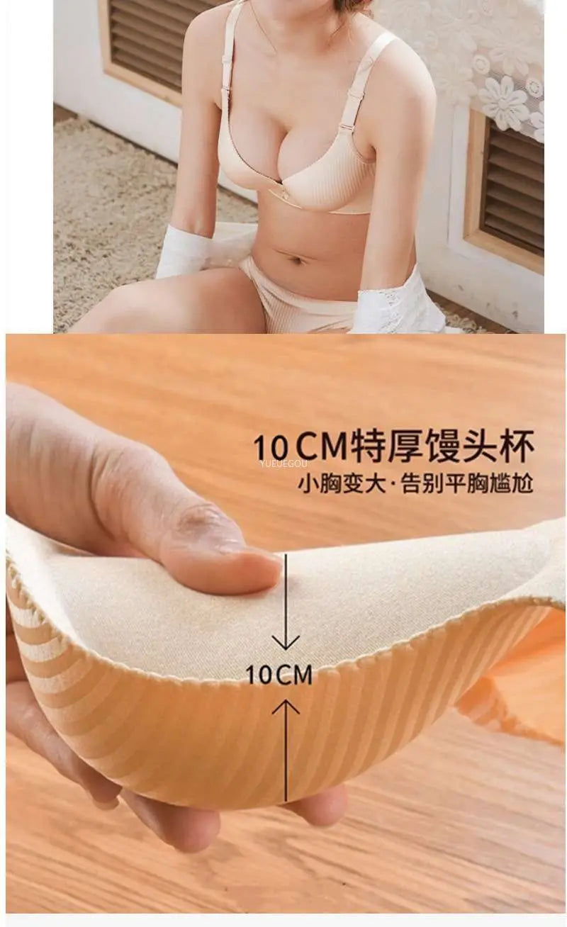 Women's 8CM Extreme Push Up Bra Wireless Side Smoothing Lift Enhance for Small Flat Chest Seamless Breathable Comfort AA A B Cup