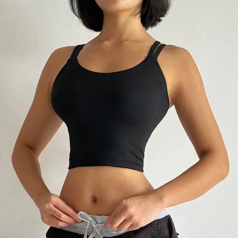 Cloud Hide Sweet Pink Sports Bra – Push-Up Yoga Crop Top Athletic Vest XS–XL