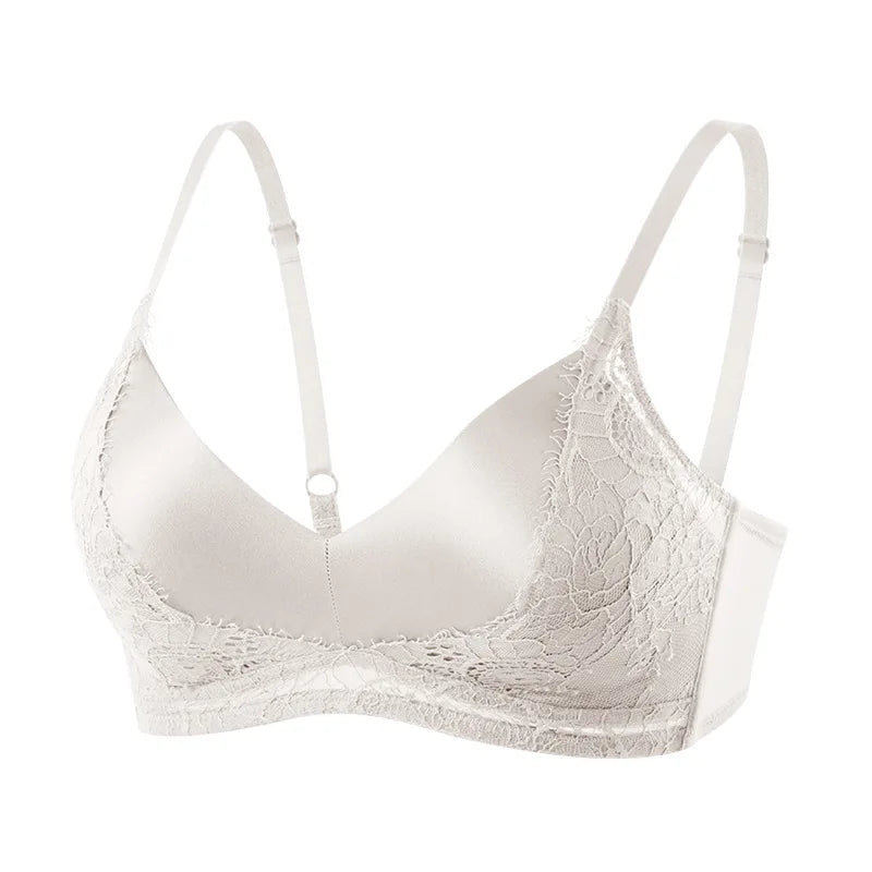 White lace bra on a white background