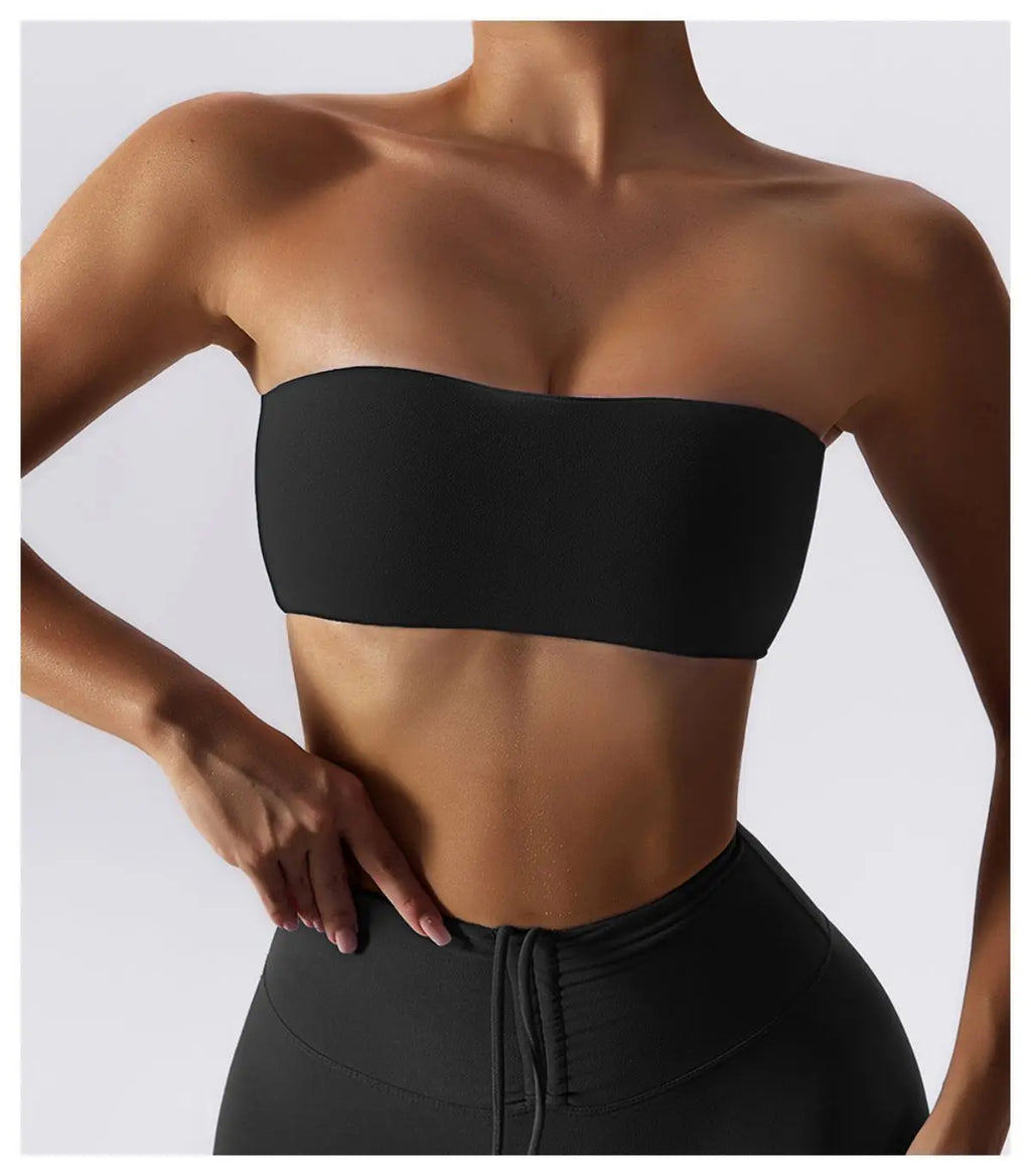 Strapless Sports Bra Tube Top – Quick-Dry Yoga Chest Wrap Workout S–XL