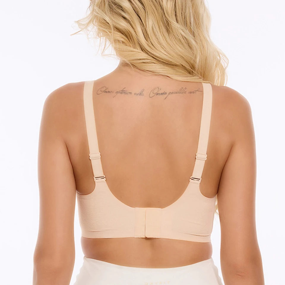 Seamless Wireless Push-Up Bra – Lace Floral Full Coverage Plus Size S–3XL