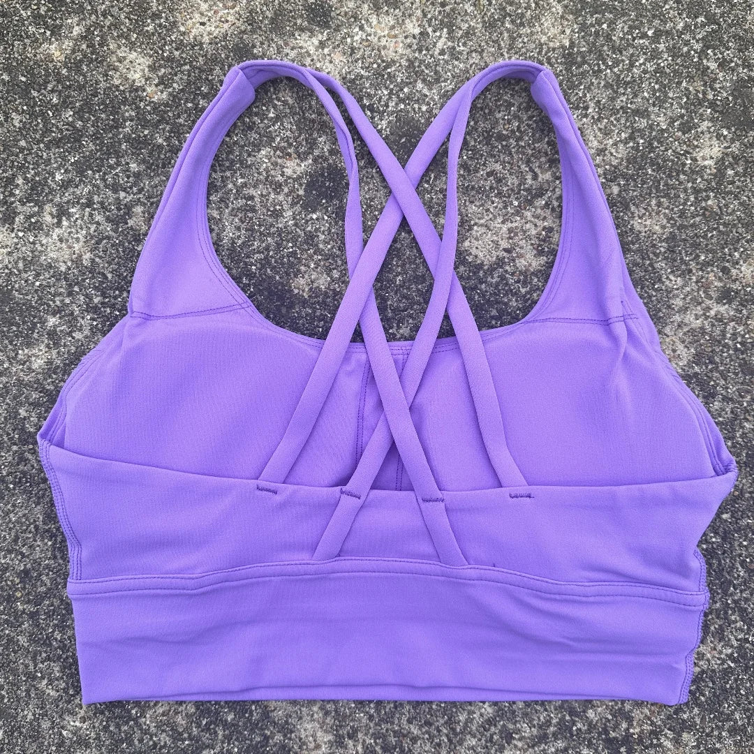 Cross Back Sports Bra Vest – High Support Shockproof Padded Gym Top