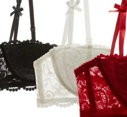 KUCLUT Plus Size Half Cup Balconette Bra - Cotton Sexy Push Up Lingerie for Women, Wire-Free Thin Comfort Bra Set