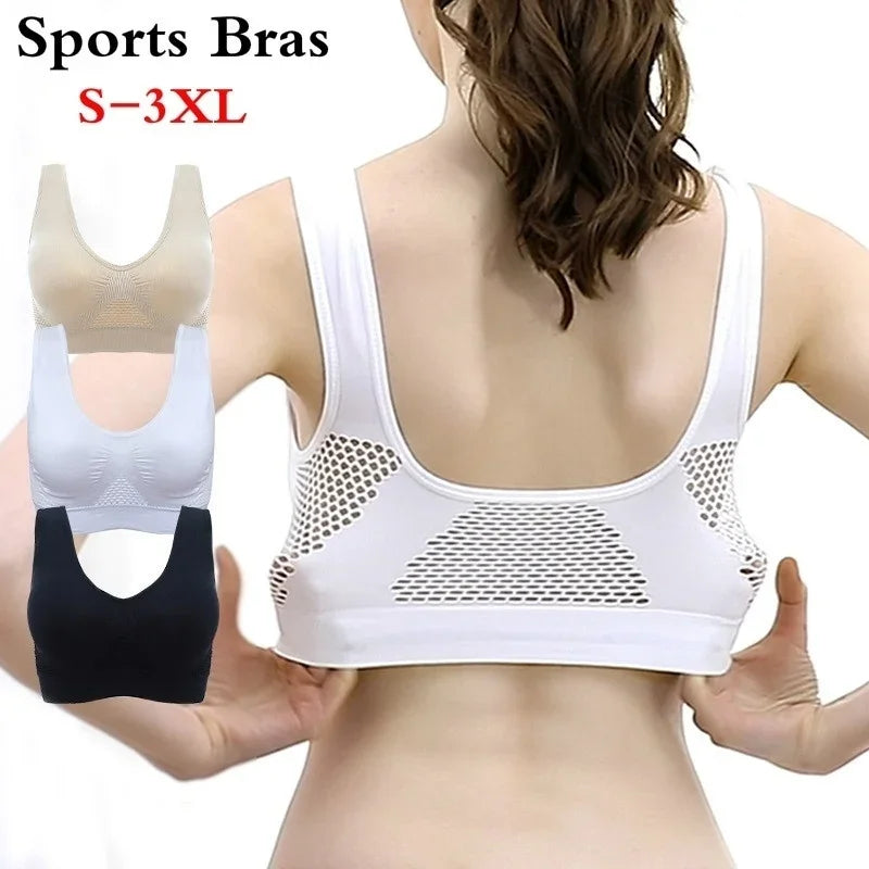 Breathable Sports Vest Bra – Sweat-Absorbent Shockproof Padded Gym Running Top