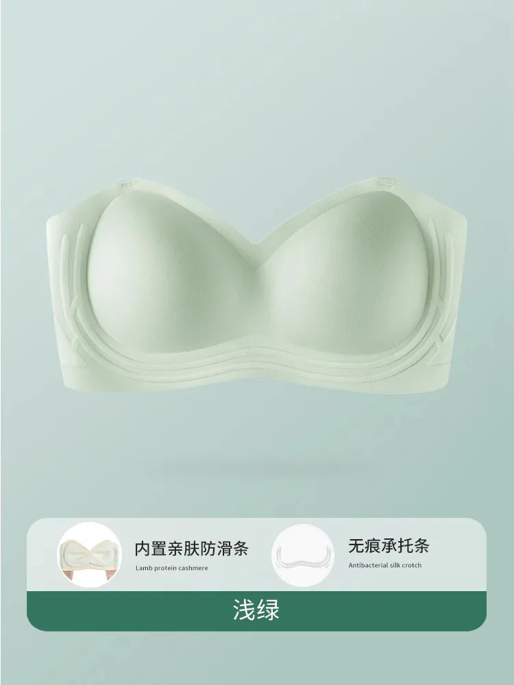 Wireless Anti-Slip Transparent Strap Bra for Women Underwear Wedding Dress Special Use Prevent Exposure Wrap Chest Summer