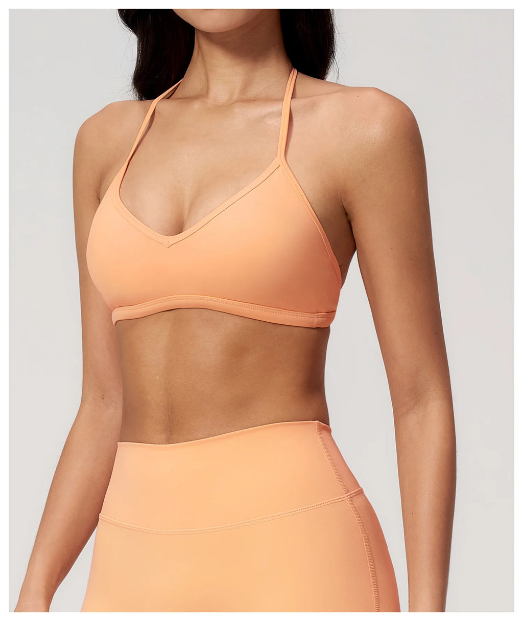 Brushed Halter Neck Yoga Bra – Shockproof Quick-Dry Sports Underwear