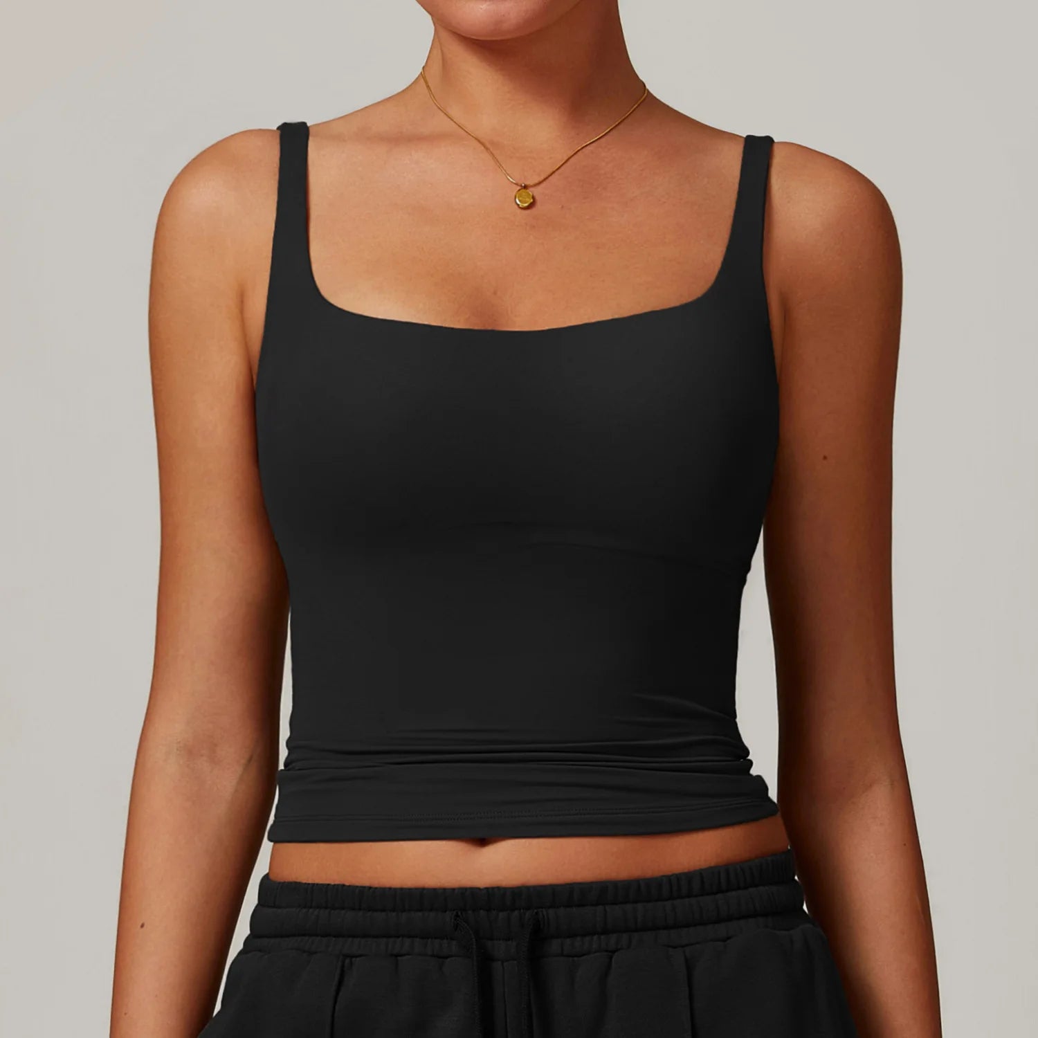 Hearuisavy Summer Women's Sports Bra Square Neck Tight Yoga Tank Top Gym Running Breathable Casual Vest Comfort Fit Workout Top