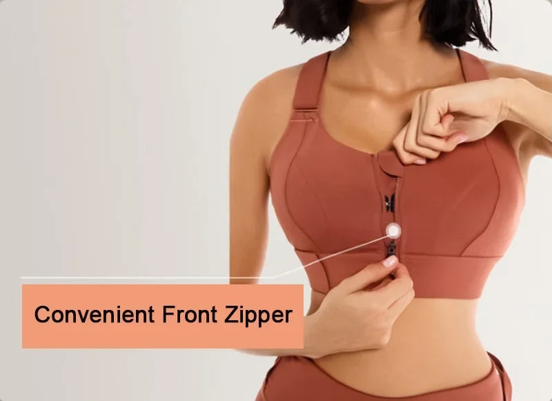 Front Zipper Women Sports Bra High Impact Underwear Fitness Yoga Tank Tops Plus Size Vest Shockproof Running Sportswear 5XL
