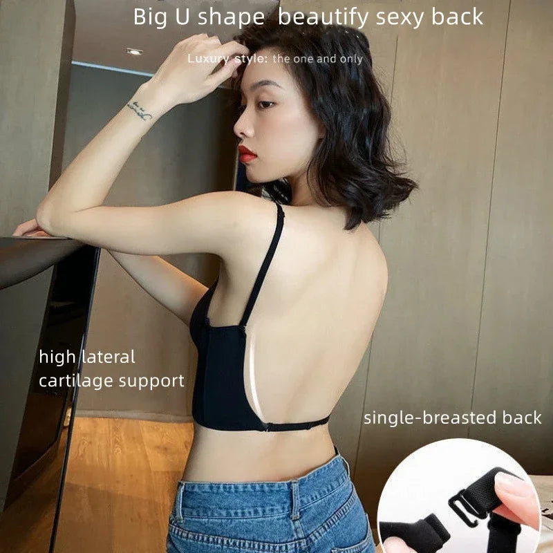 Invisible Lift-Up Bra – Seamless Deep U Plunge Backless