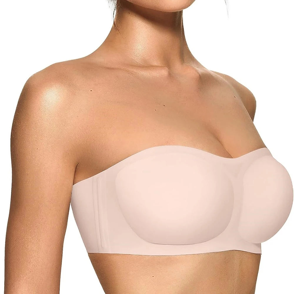 Jelly Push-Up Bandeau Bra – Non-Slip Wireless Padded Seamless Tube Bra
