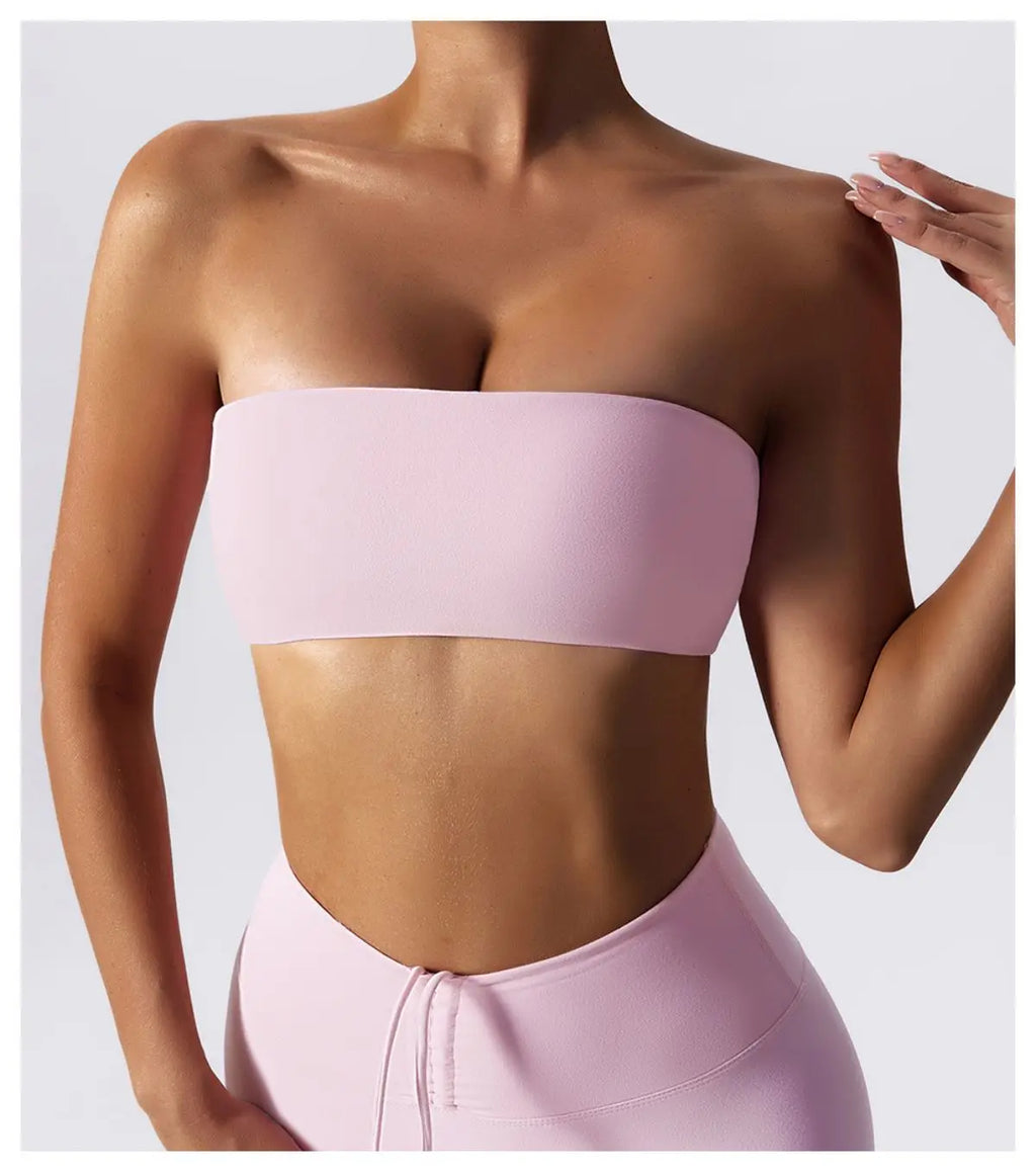 Strapless Sports Bra Tube Top – Quick-Dry Yoga Chest Wrap Workout S–XL
