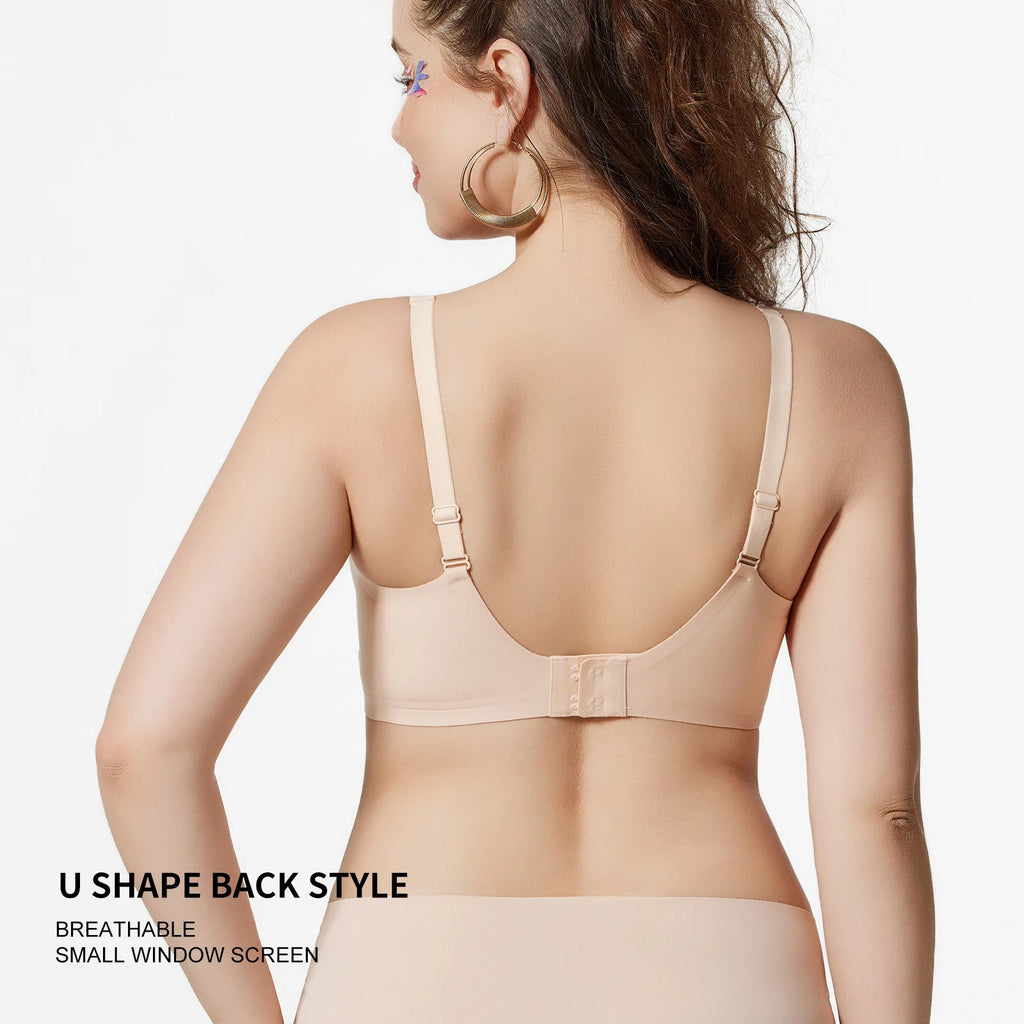 Women's Wire-free Seamless Bra Soft Support Full Cup Thin Padded Bra Breathable and Comfortable Everyday Push Up Bra