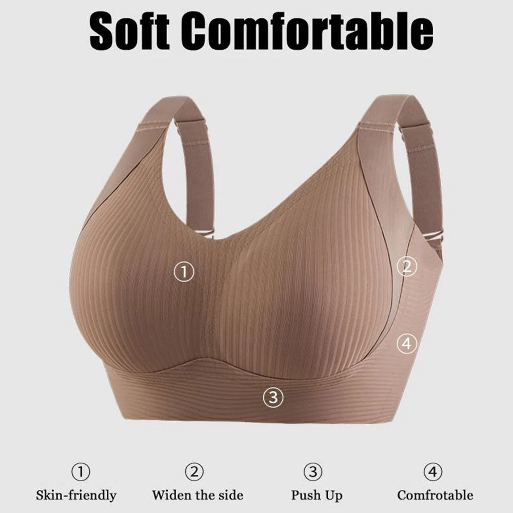 Plus Size Wireless Push-Up Bra – Anti-Sagging Side Support Hide Back Fat M–4XL