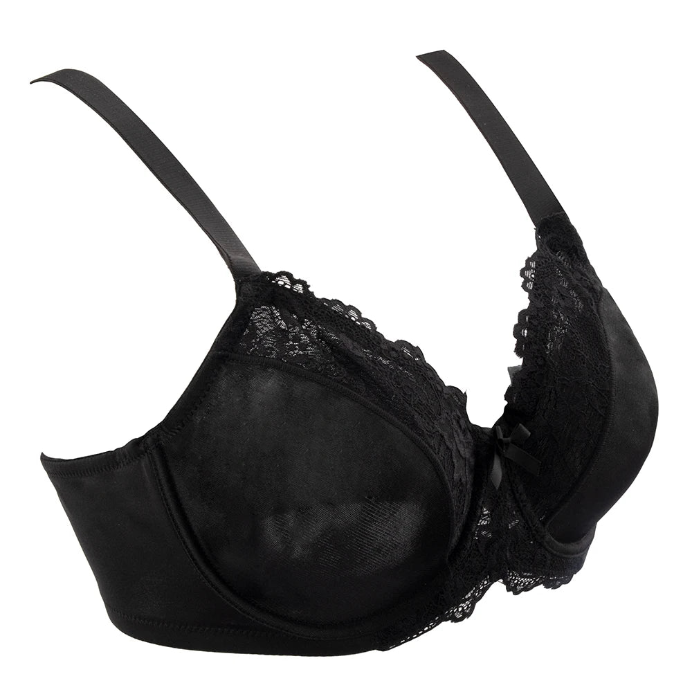 Sheroine Lace Underwire Bra, Floral Minimizer Full Coverage Non-Padded Bras for Women Everyday Comfort T-Shirt Support