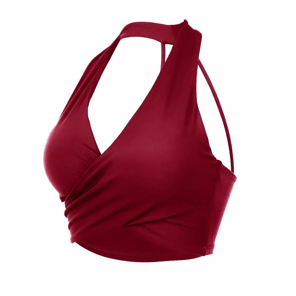 Red halter top on a white background