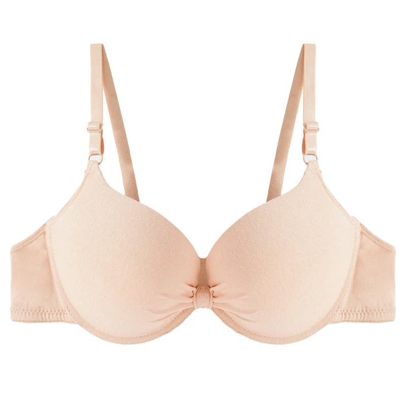 Beige bra on a white background