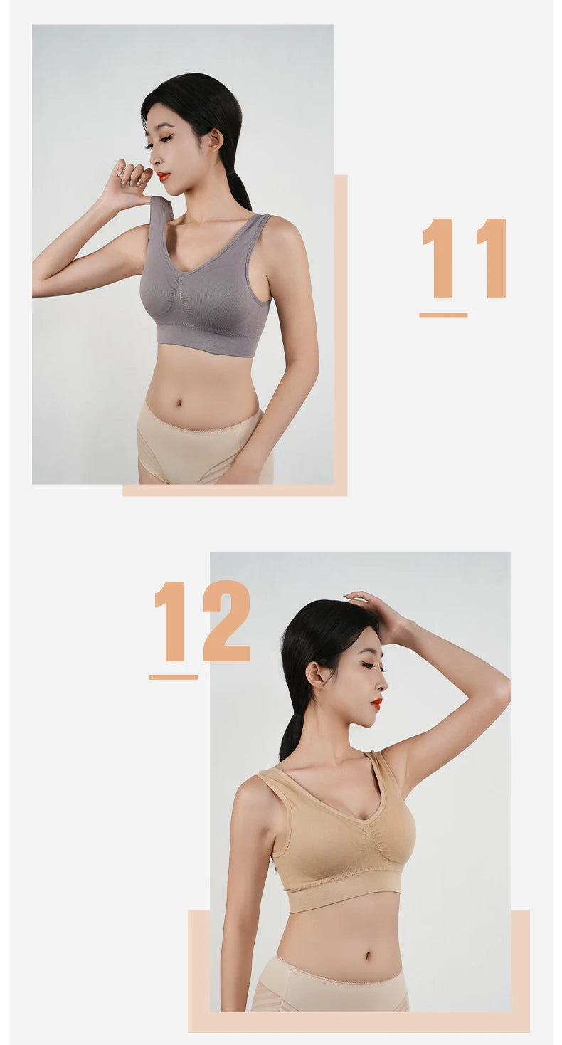 Womens Push Up Bras Running Gym Seamless Breathable Vest Top Removable Padded  Anti-sagging Uppe High Elasticity Sport Brassiere