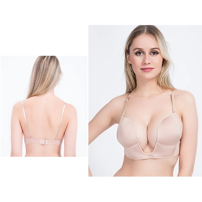 Deep U Plunge Wire-Free Bra – Low Back for Backless Dresses