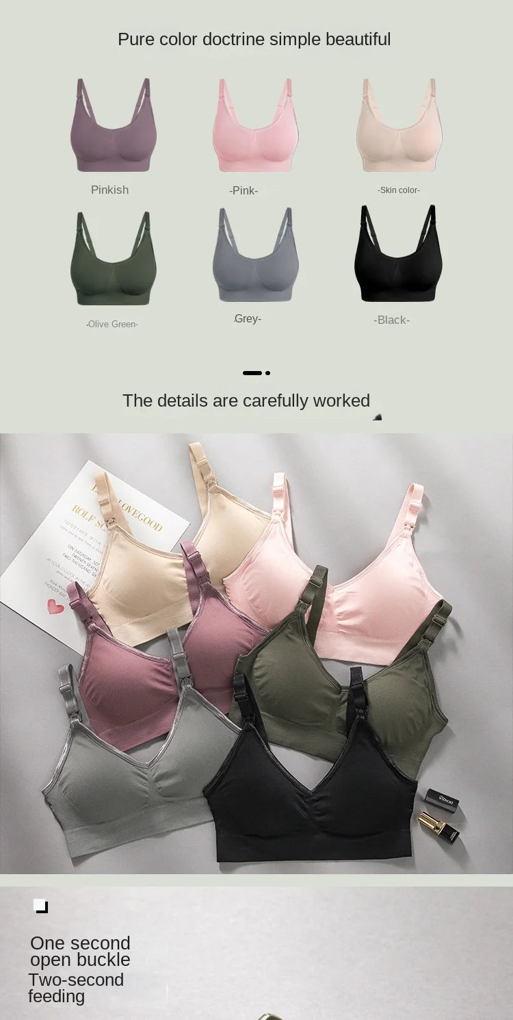 Summer Maternity Women Wire-free Nursing Bra For Premama Front Clip Adjustable Lift & Support Everyday Pregnancy Seamless Bras