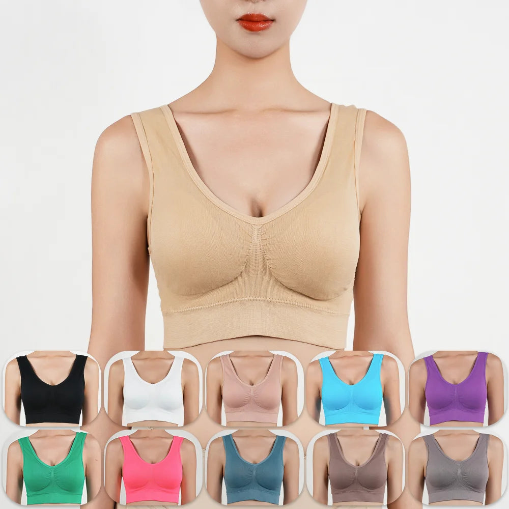 Womens Push Up Bras Running Gym Seamless Breathable Vest Top Removable Padded  Anti-sagging Uppe High Elasticity Sport Brassiere