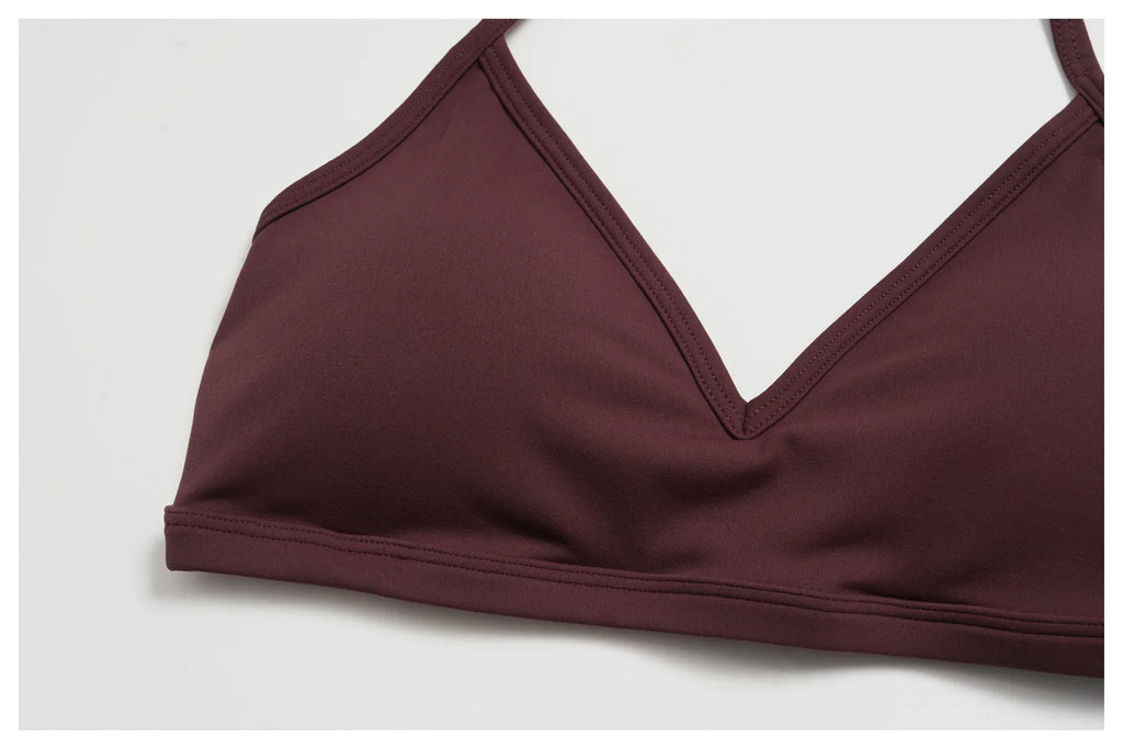 Brushed Halter Neck Yoga Bra – Shockproof Quick-Dry Sports Underwear