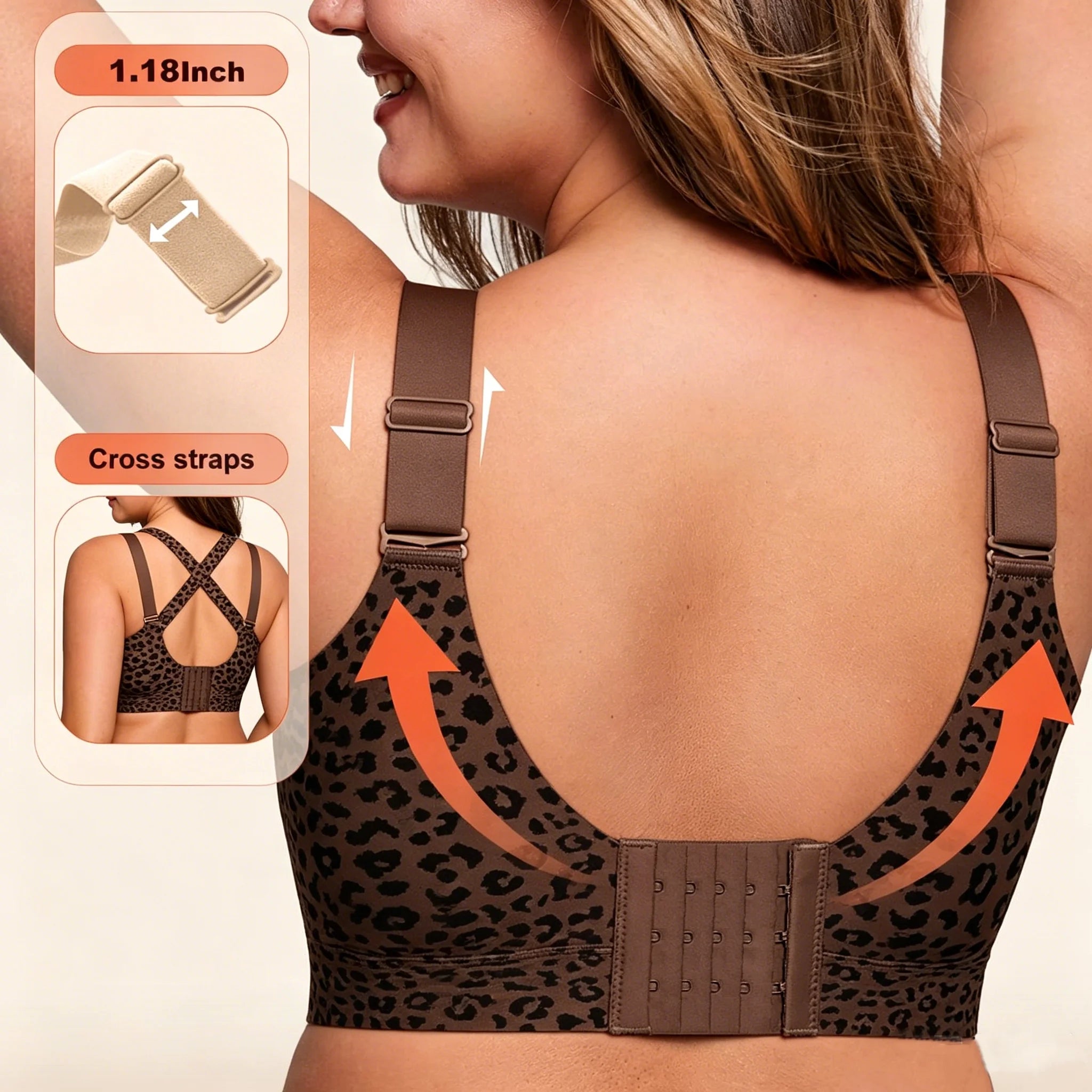 Women's Seamless Jelly Soft Support Bra Leopard Print Wire-Free Full Cup Thin Plus Size Bra Breathable Push Up Bra Large Bust