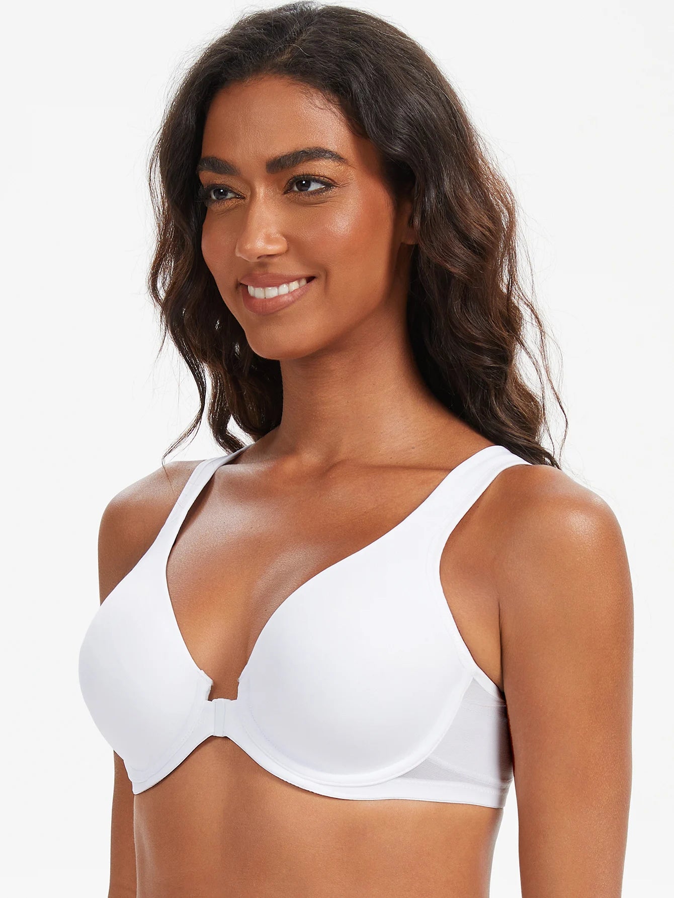 MELENECA Women's Plus Size Front Closure Bras Unlined Underwire Back Support Posture Bra