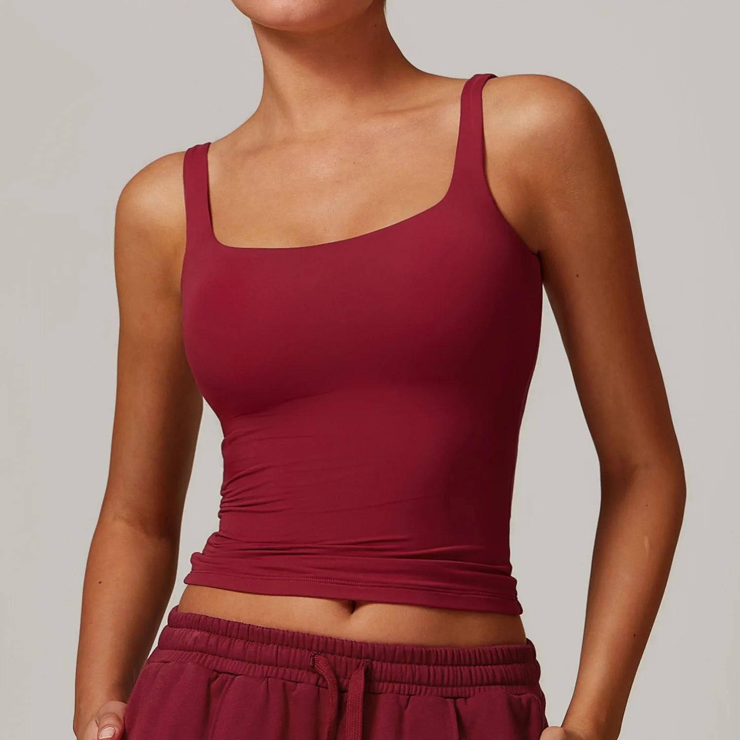 Hearuisavy Summer Women's Sports Bra Square Neck Tight Yoga Tank Top Gym Running Breathable Casual Vest Comfort Fit Workout Top