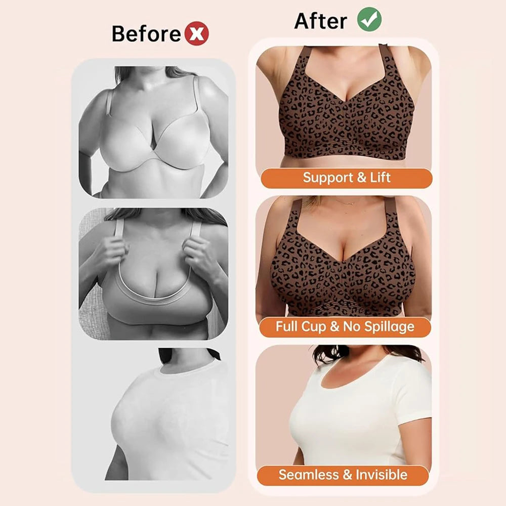 Womens Wireless Jelly Bra Plus Size Supportive Seamless Bras Full Coverage Push Up Comfortable No Underwire Tshirt Bras