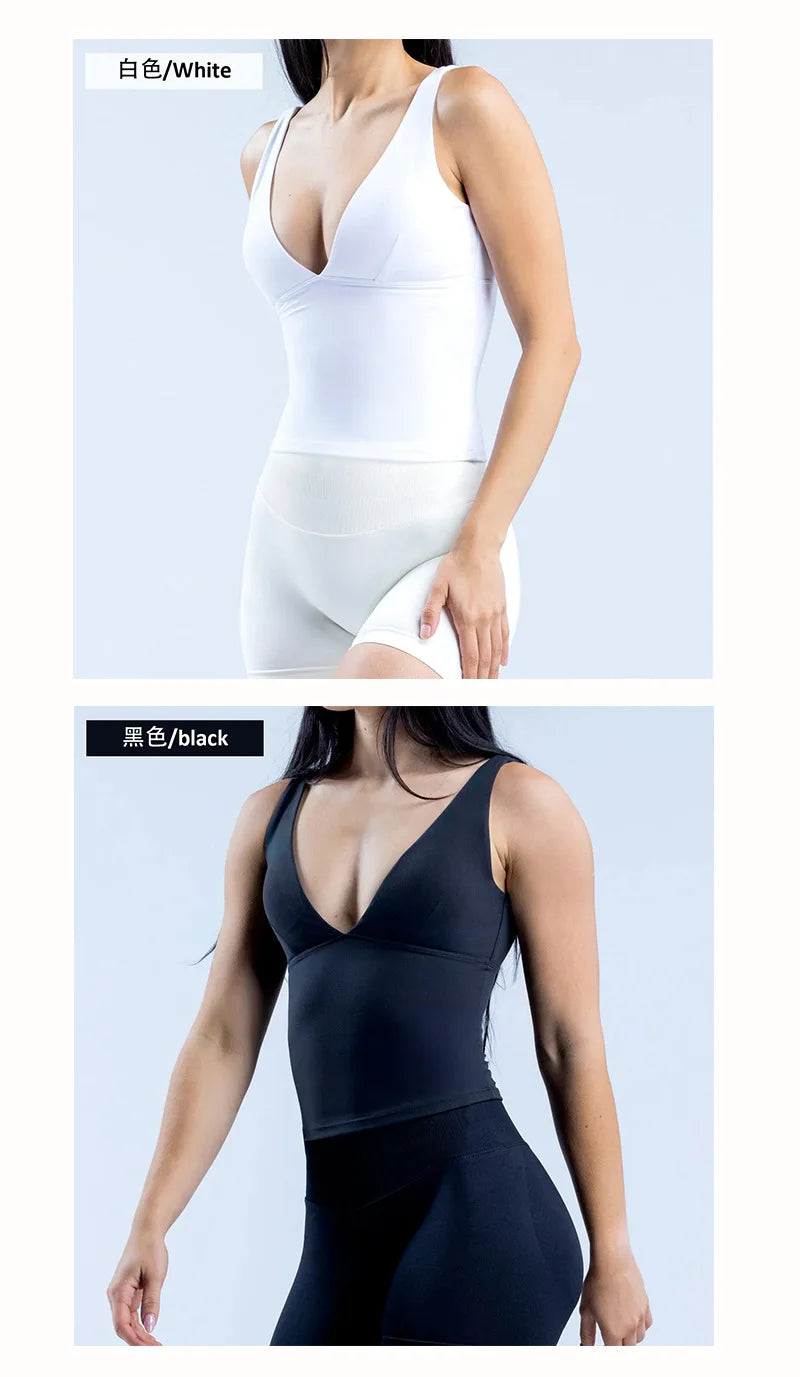 df Backless Bra Vest AmazonTKPopular Yoga Sports Women's Long Belly Contracting Fitness Jogging Vest