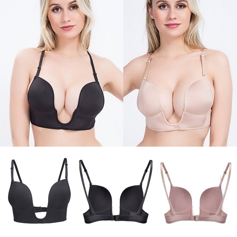 Deep U Plunge Wire-Free Bra – Low Back for Backless Dresses