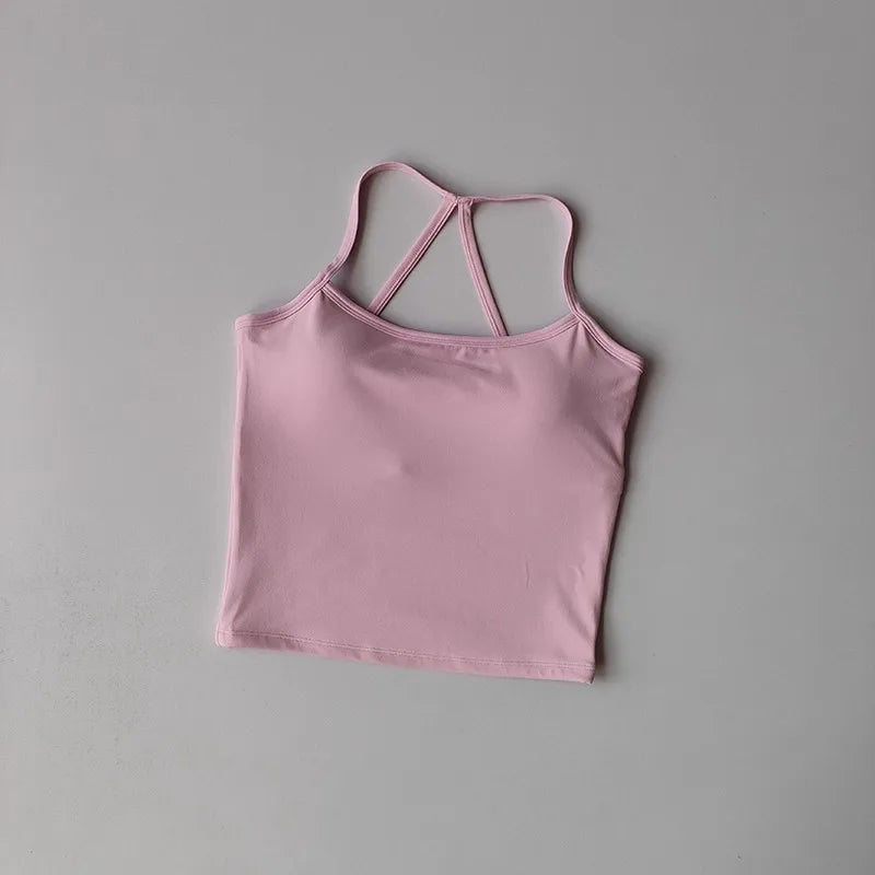 Pink tank top on a gray background