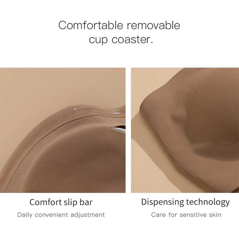Ice Silk Strapless Push-Up Bra – Removable Pad Anti-Slip Beauty Back Off-Shoulder