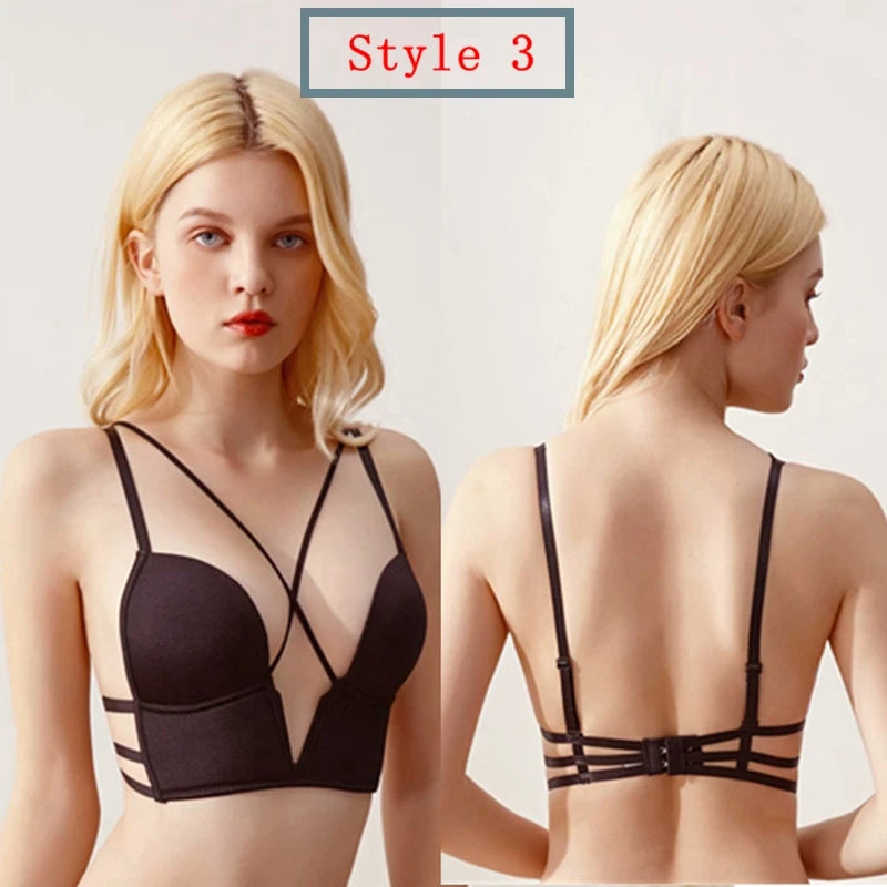 Invisible Deep U Plunge Bra – Backless Strapless (4 Styles)