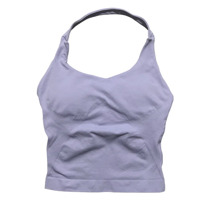 Sports Halter Tank Top Women Seamless Yoga Halter Sports Bra Pilate Fitness Workout Running Top Gym Sports Breathable Top