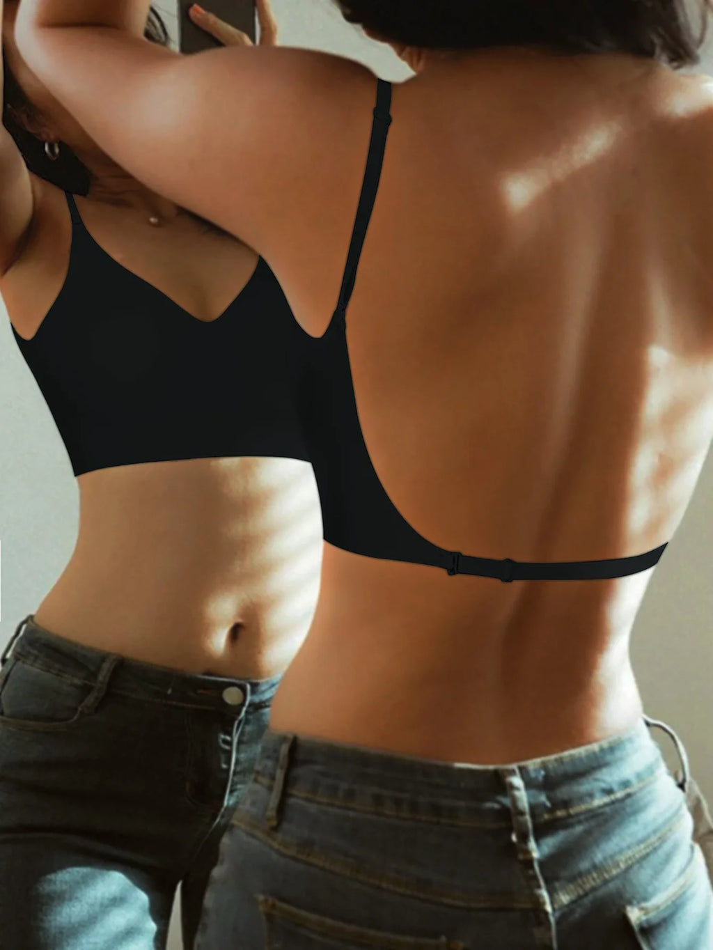 Invisible Deep U Plunge Bra – Backless Strapless Push-Up (S–XXL)