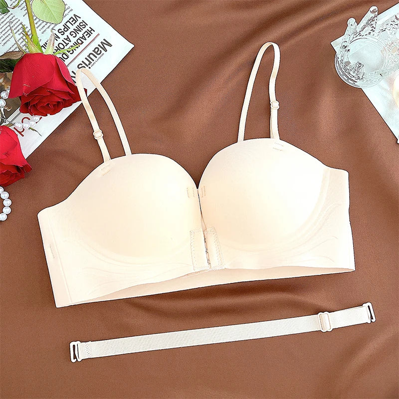 Seamless Front Closure Push-Up Bra – Wire-Free Plunge
