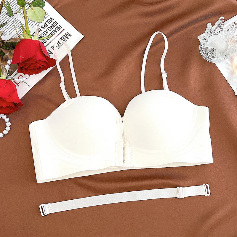 Seamless Front Closure Push-Up Bra – Wire-Free Plunge