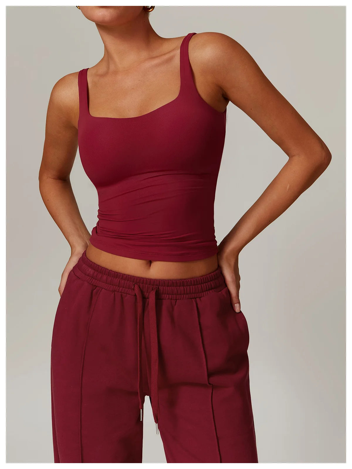 Hearuisavy Summer Women's Sports Bra Square Neck Tight Yoga Tank Top Gym Running Breathable Casual Vest Comfort Fit Workout Top