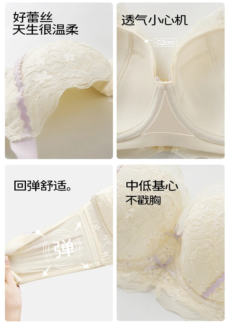 Lace Embroidery Balconette Bra for Women Lightly Padded Underwire Lingerie Large Sizes 34 36 38 40 42 B C D E F G Cups