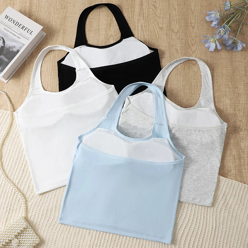 1pcs Kid Camisole Modal Girl Sexy Hanging Neck Tank Top Student Comfort Vest Children Soft Undershirt Sport Underwear With Pads
