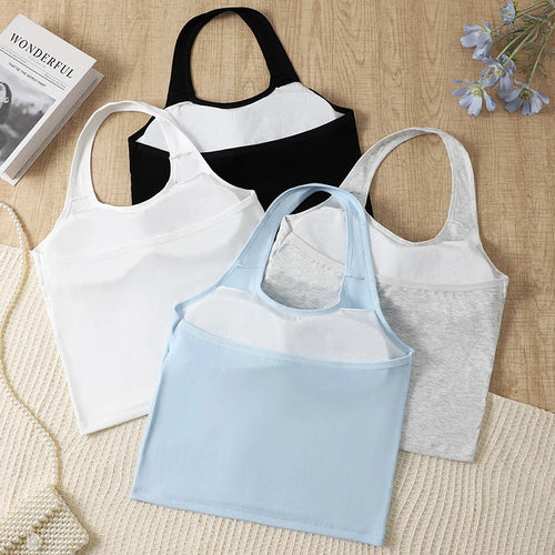 1pcs Kid Camisole Modal Girl Sexy Hanging Neck Tank Top Student Comfort Vest Children Soft Undershirt Sport Underwear With Pads