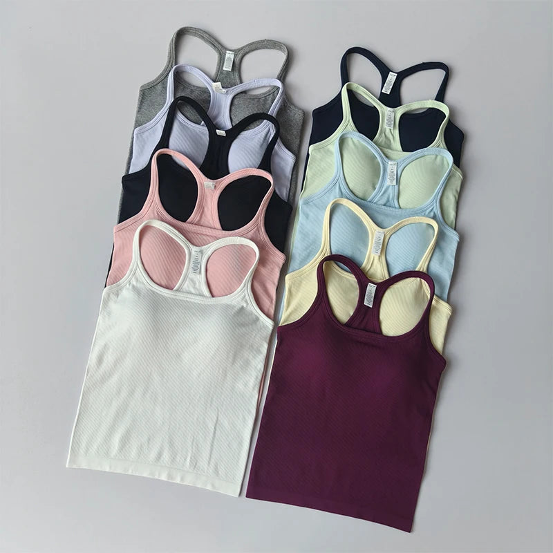 Sports Vest Anti-shock Quick-drying Running Underwear with Chest Pad Fitness Girl Stretch I-shaped Suspender Yoga Bras Clothing
