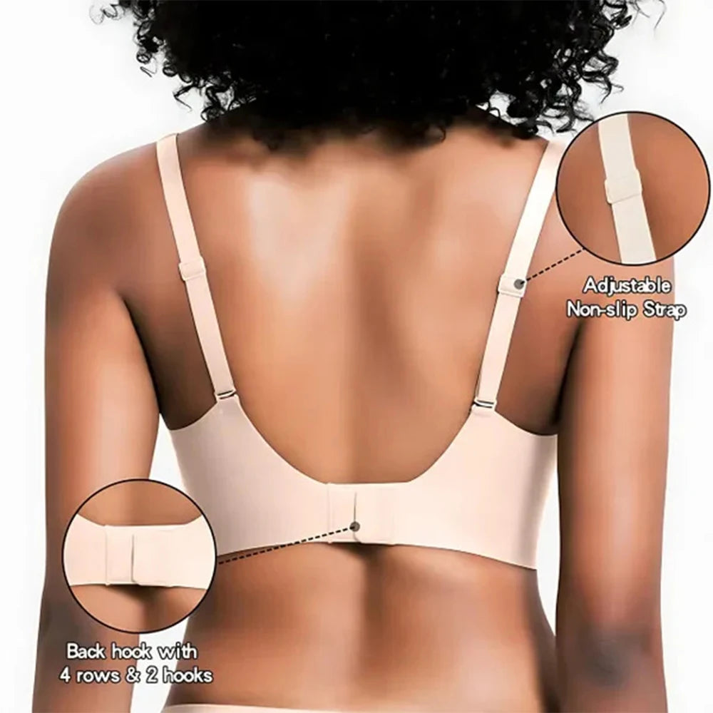 Plus Size Jelly Bra – 3D Support Wireless Push-Up Full Coverage V-Neck S–4XL