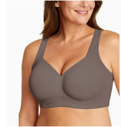 Women's Seamless Jelly Soft Support Bra Leopard Print Wire-Free Full Cup Thin Plus Size Bra Breathable Push Up Bra Large Bust