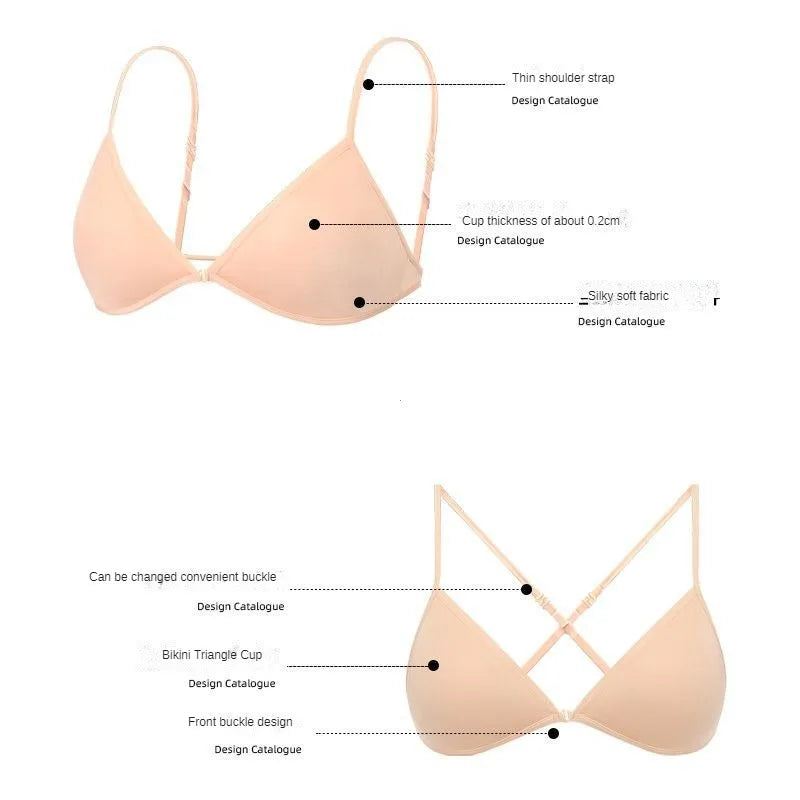 Seamless Triangle Cup Bra – Cross Strap Front Buckle