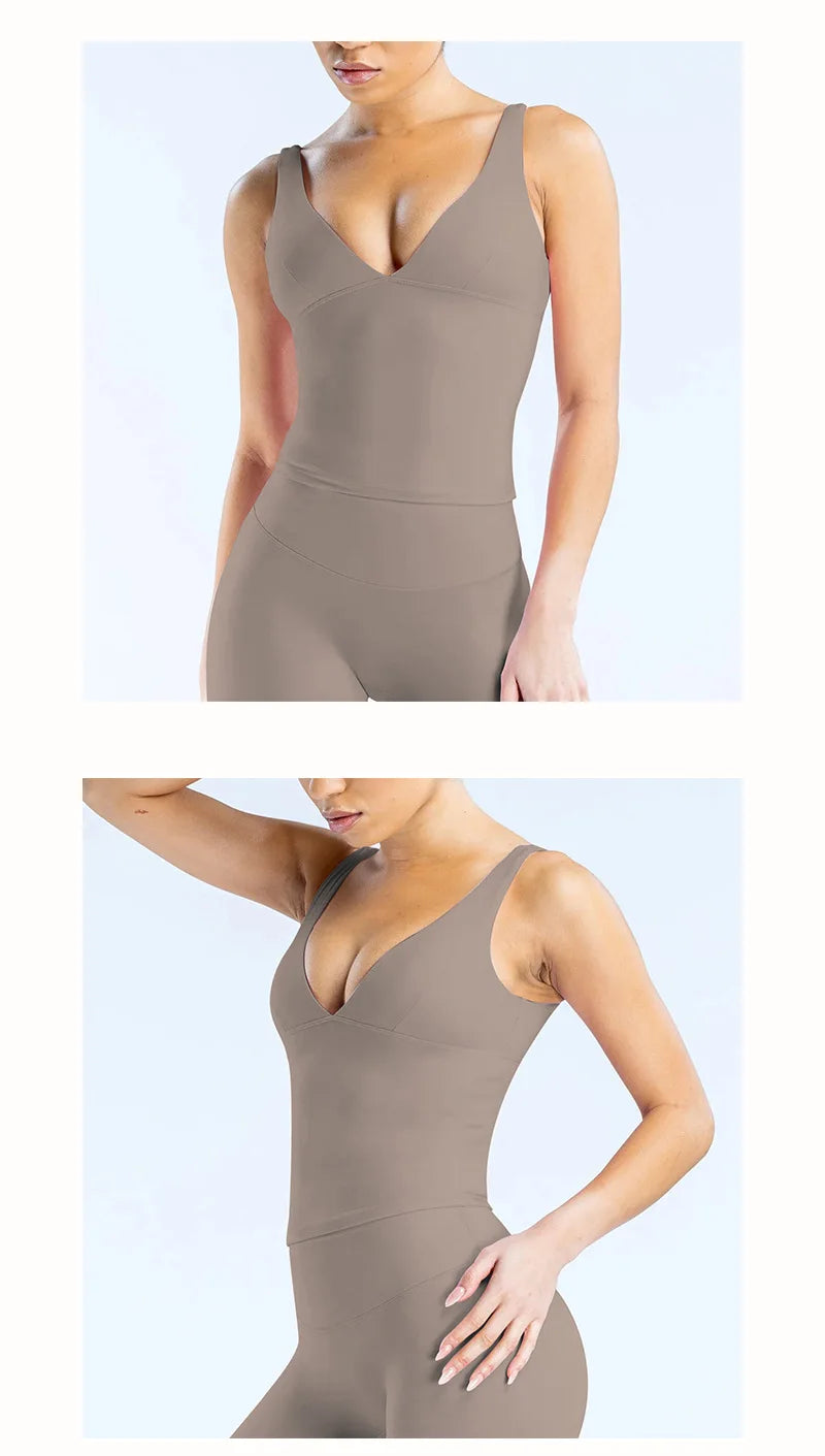 df Backless Bra Vest AmazonTKPopular Yoga Sports Women's Long Belly Contracting Fitness Jogging Vest